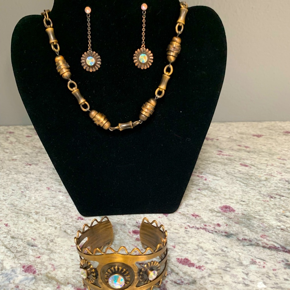Fifth Avenue Collection 3 piece Bronze necklace, bracelet and earring set.